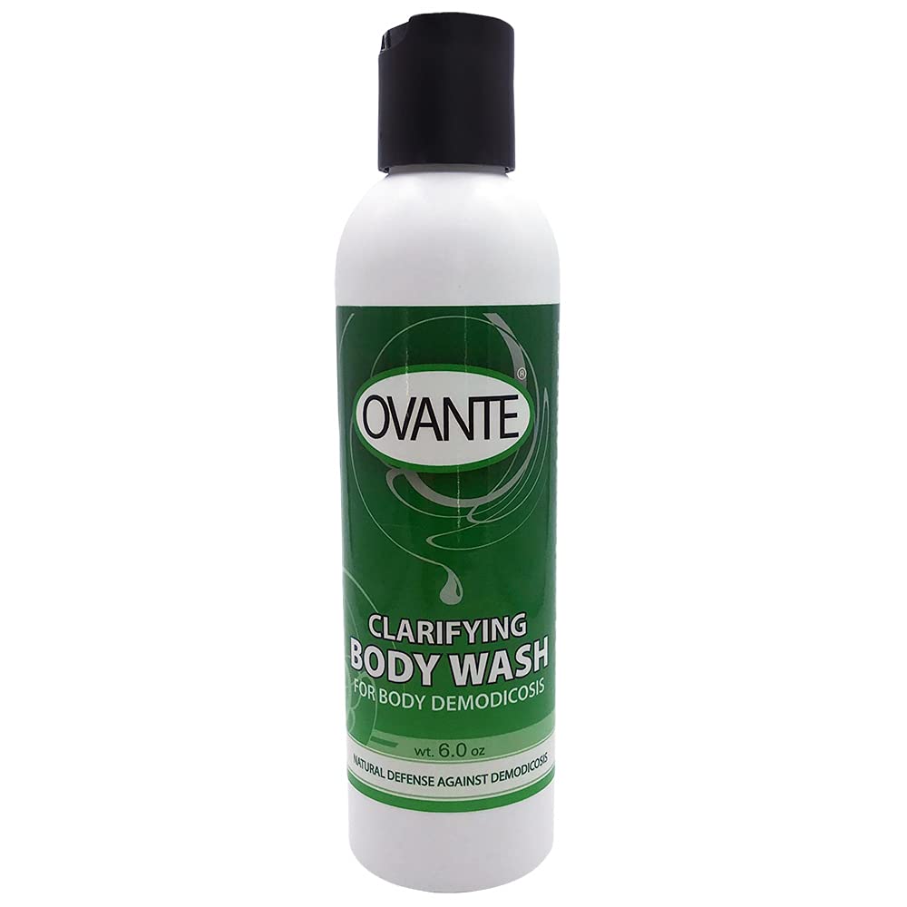 OVANTE Demodex Control Body Wash bottle pour for soothing skin in shower