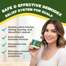OVANTE Demodex Mask hands application shows easy leave-on treatment for sensitive scalps