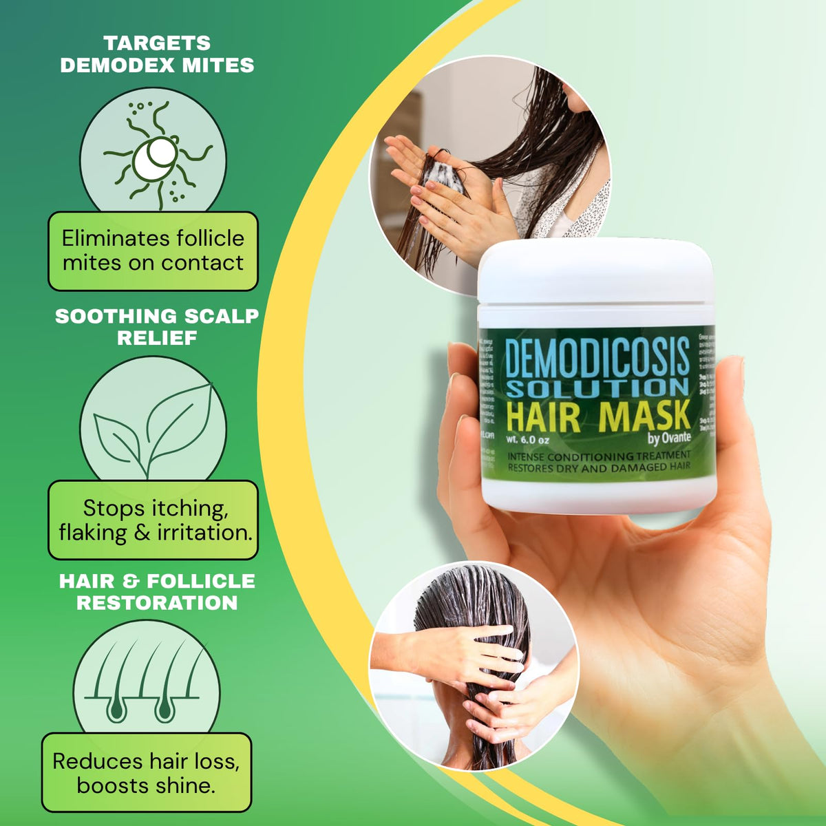 OVANTE Demodex Mask scalp close-up targets itchy scalp relief