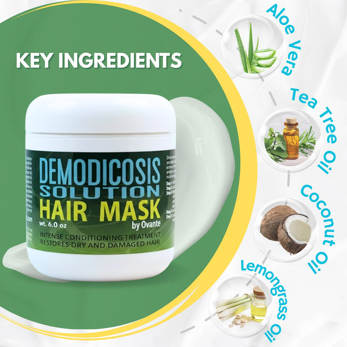 OVANTE Demodex Mask ingredients tea tree oil highlight natural scalp care
