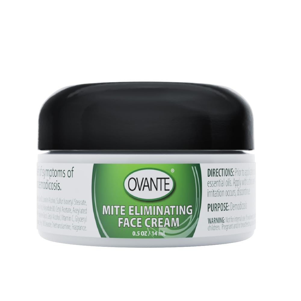 OVANTE Demodex Mite Eliminating Facial Cream jar with tea tree oil for soothing relief