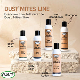 OVANTE DustMite Eliminator packaging shot emphasizes a travel-friendly 6 oz bottle.