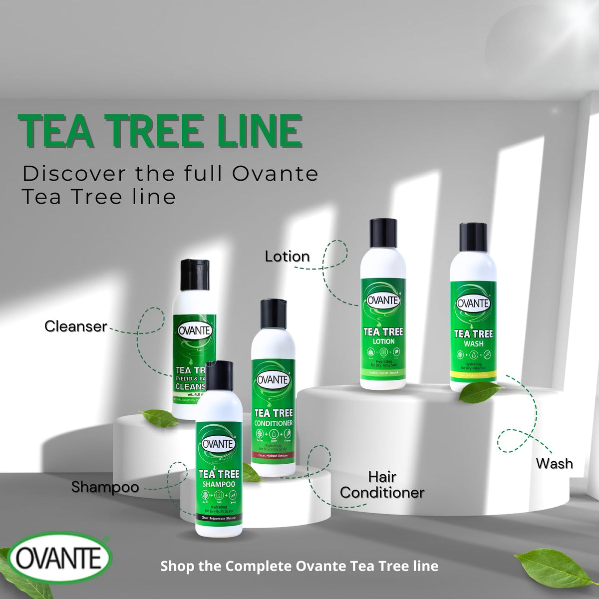 OVANTE Tea Tree Oil Cleanser product shot with clear label