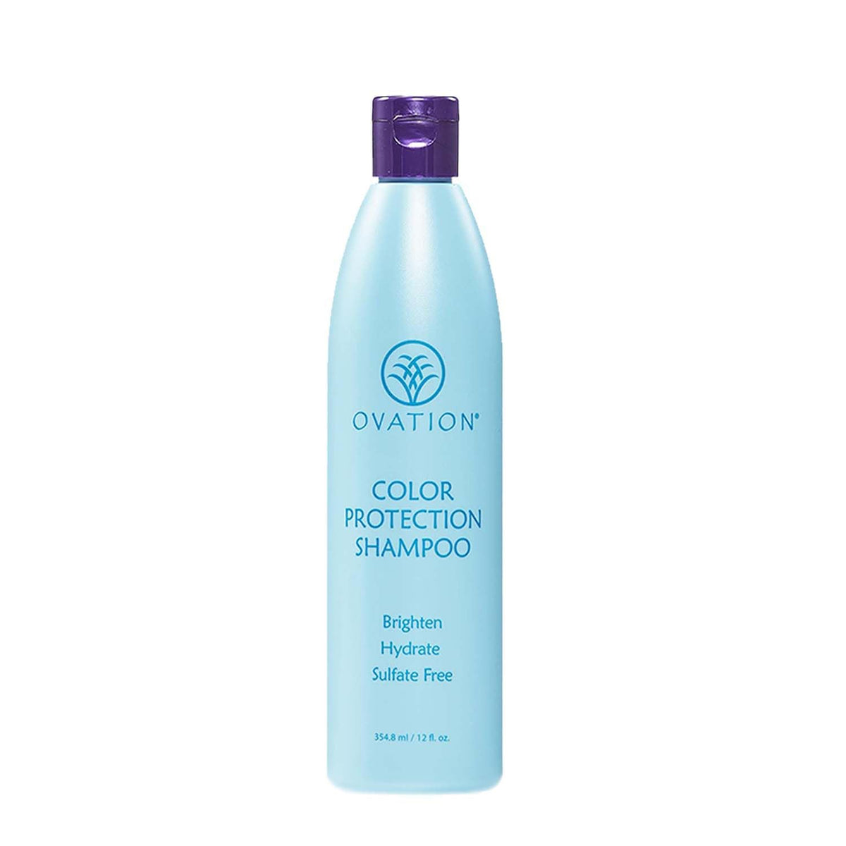 Ovation Color Protection Shampoo bottle side view highlighting color-safe formula for vibrant hair