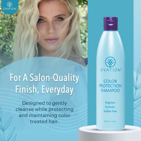 Ovation Color Protection Shampoo lather action during wash reveals gentle cleansing and color preservation