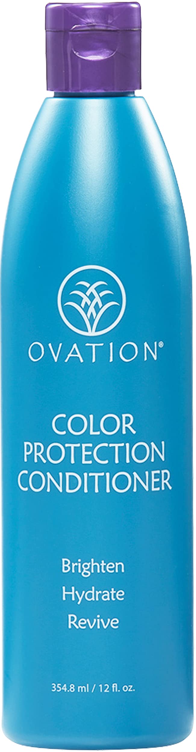 Ovation Hair Color Protection Conditioner bottle pouring for color-treated hair nourishment.