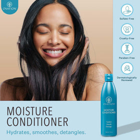 Ovation Hair Moisture Conditioner cream texture illustrating nourishing hydration