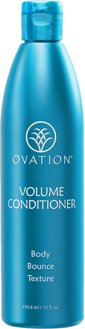 Ovation Hair Volume Conditioner bottle shows lightweight nourishment for fine hair