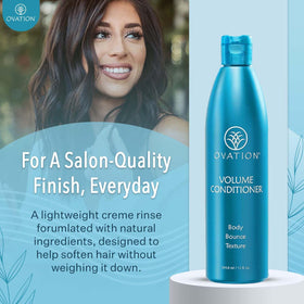 Ovation Hair Volume Conditioner bottle with olive oil ingredient emphasis