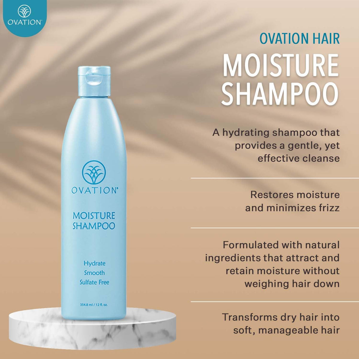 Hair after use looks soft and manageable with Ovation Moisture Shampoo for dry hair.