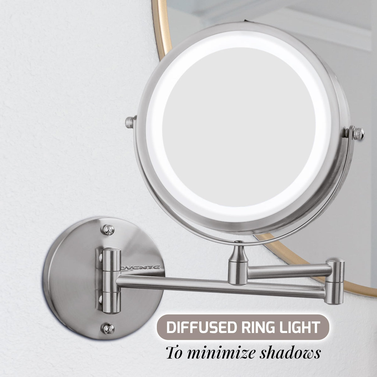 OVENTE MFW70BR1X10X 7-inch mirror fits compact spaces.