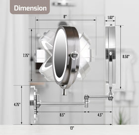 OVENTE MFW70BR1X10X 9-inch mirror for larger vanity areas.
