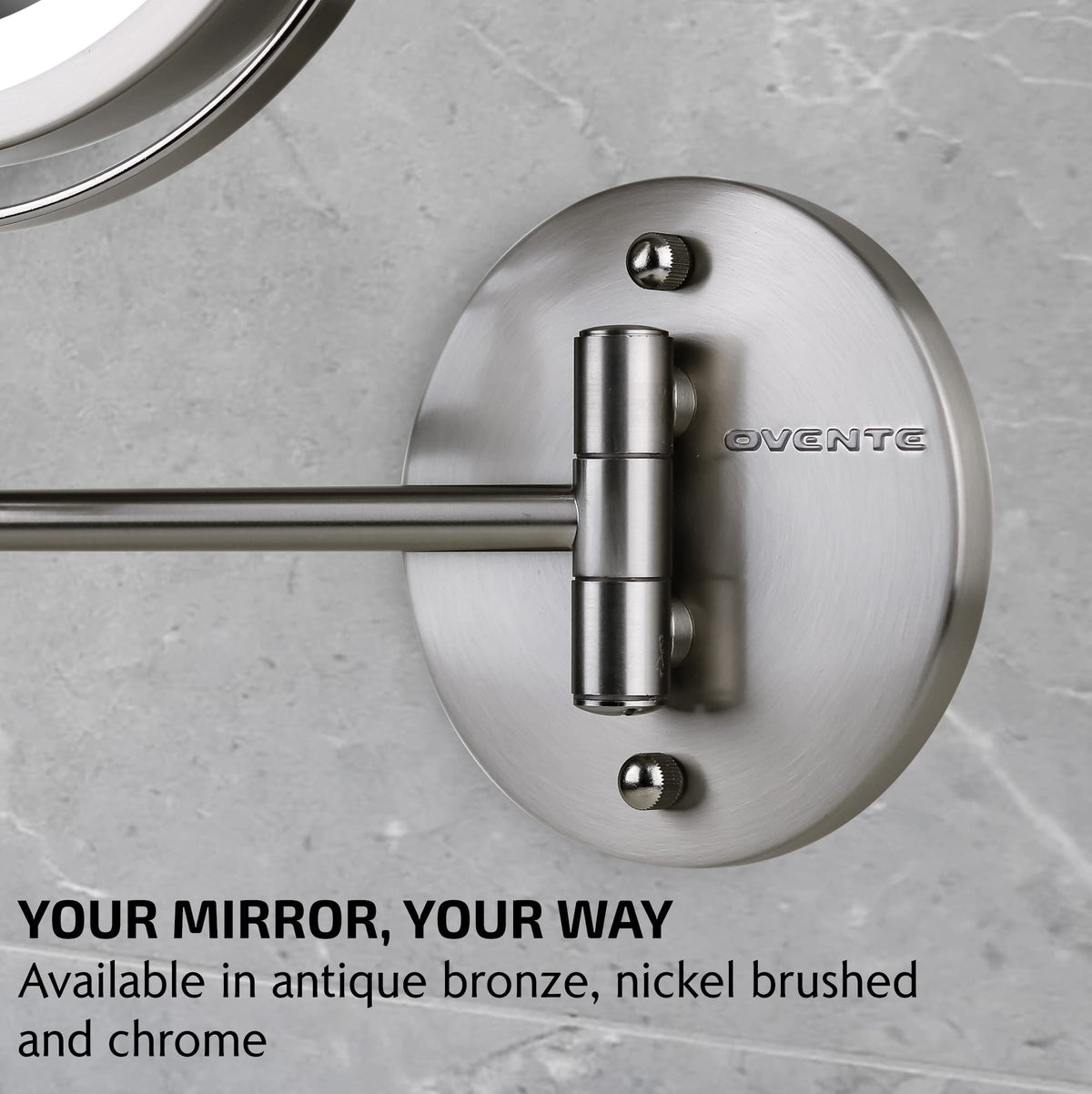 OVENTE MFW70BR1X10X nickel-brushed finish complements modern decor.