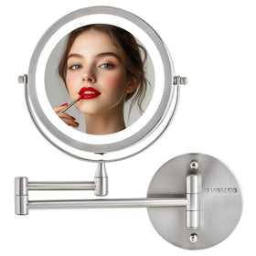 OVENTE MFW70BR1X10X wall mounted mirror for hands-free grooming with adjustable arm.