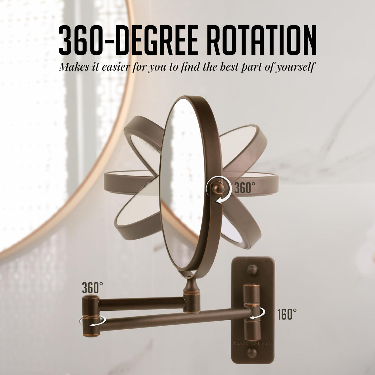 OVENTE MNLFW70ABZ1X10X 360-degree swivel for quick angle adjustments