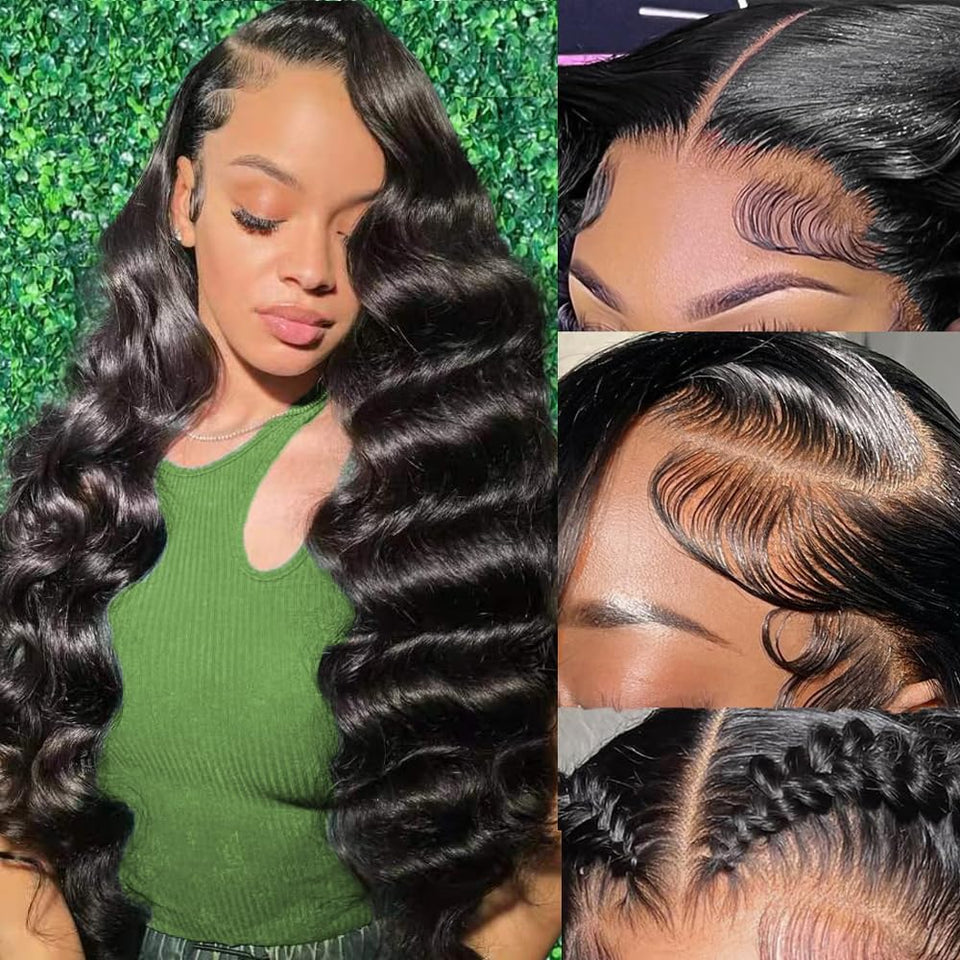 OVEOOZ 30-inch body wave wig front view with natural texture