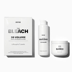 oVertone The Bleach 30 Volume Kit base bottle shows professional-grade lift with hydration.