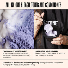 oVertone application on dry, unwashed hair supports even lightening and color prep.