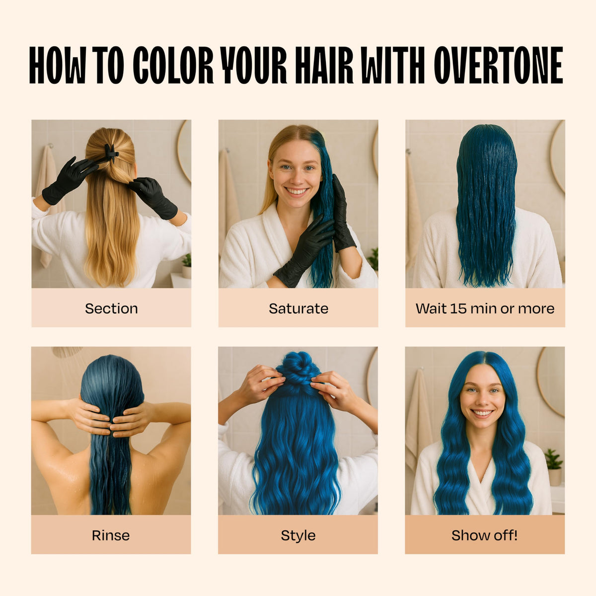Overtone Blue Lagoon bottle packaging highlights nourishing oils