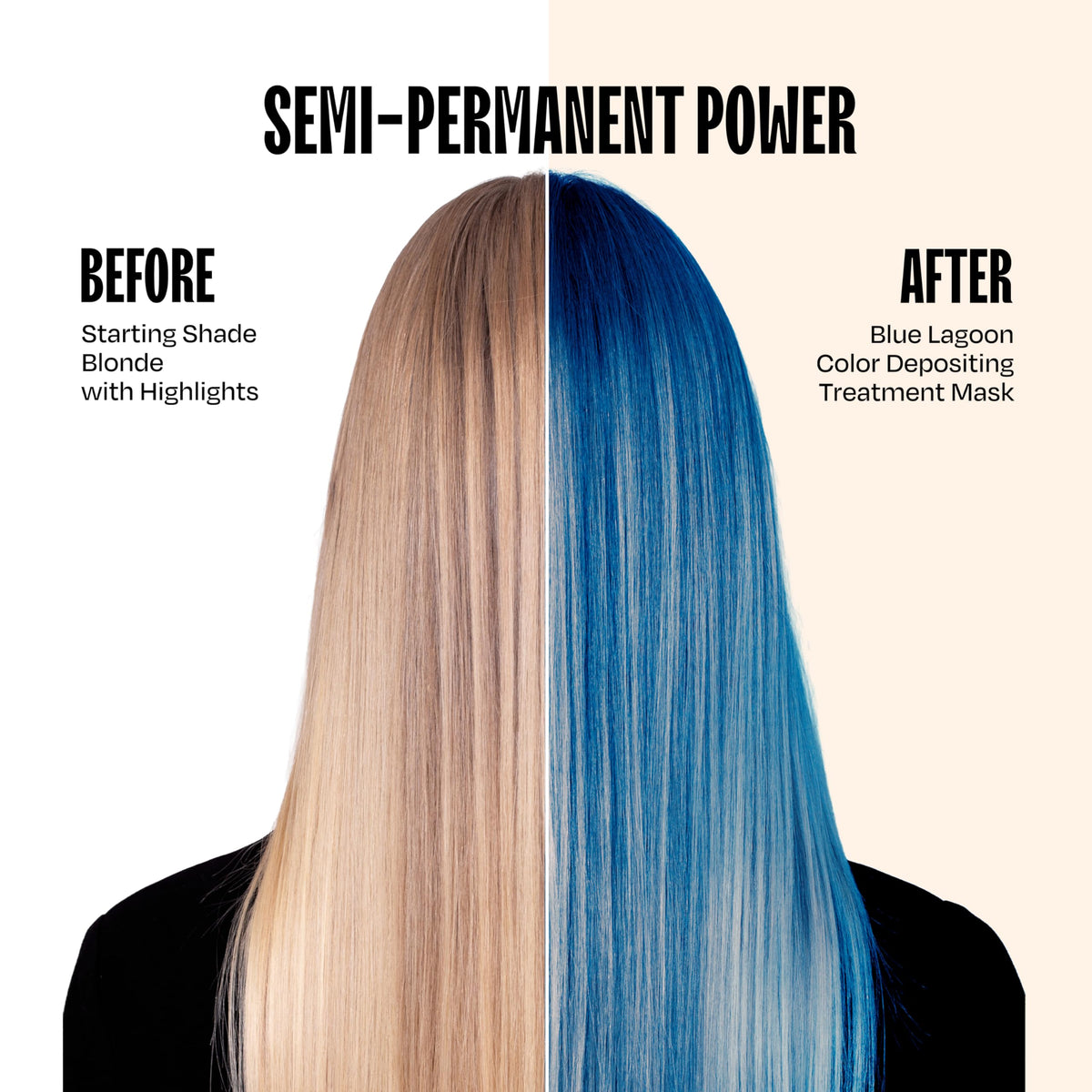 Overtone Blue Lagoon swirl demonstrates even color deposition on hair