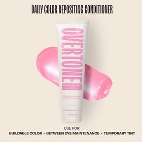 Overtone daily color-depositing conditioner application demonstrates easy in-shower use.