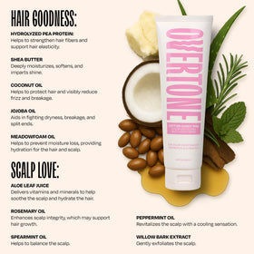 Overtone hair application on hands shows even distribution of product.