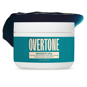 oVertone Midnight Teal bottle pour demonstrates at-home color prep and bold payoff.