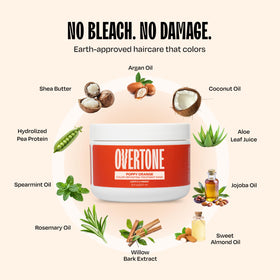 Overtone Poppy Orange coconut oil ingredient highlighting moisture and shine
