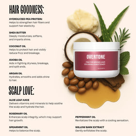 Overtone Raspberry Pink being applied to dry hair for 10–15 minutes.