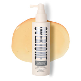 Overtone Revitalizer bottle close-up highlighting nourishing formula for healthier hair