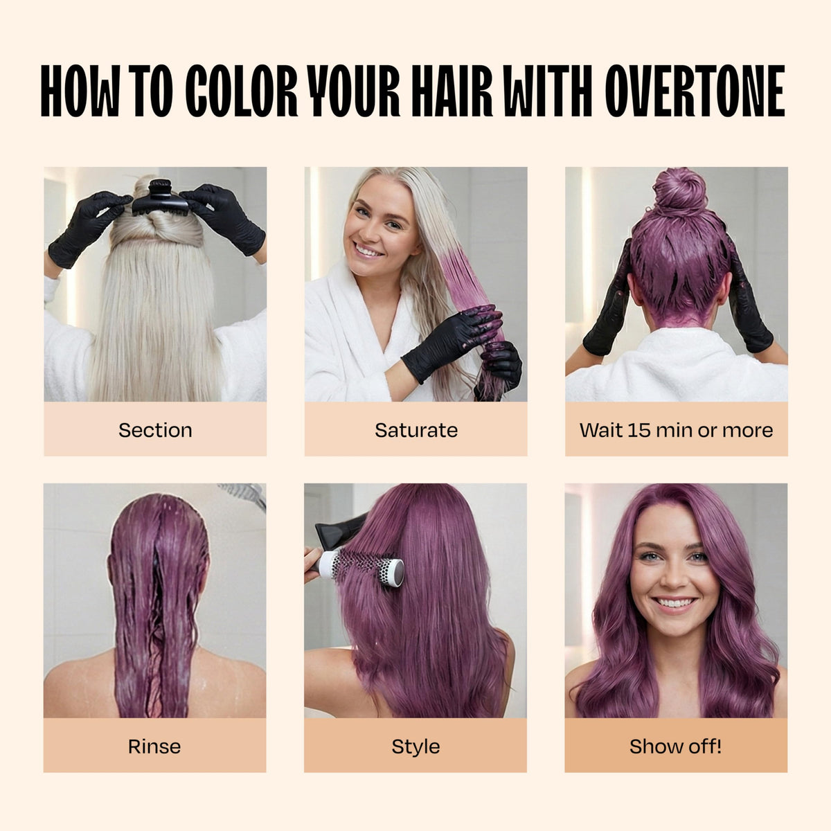 Before-after comparison with Overtone Smoky Magenta shade depth