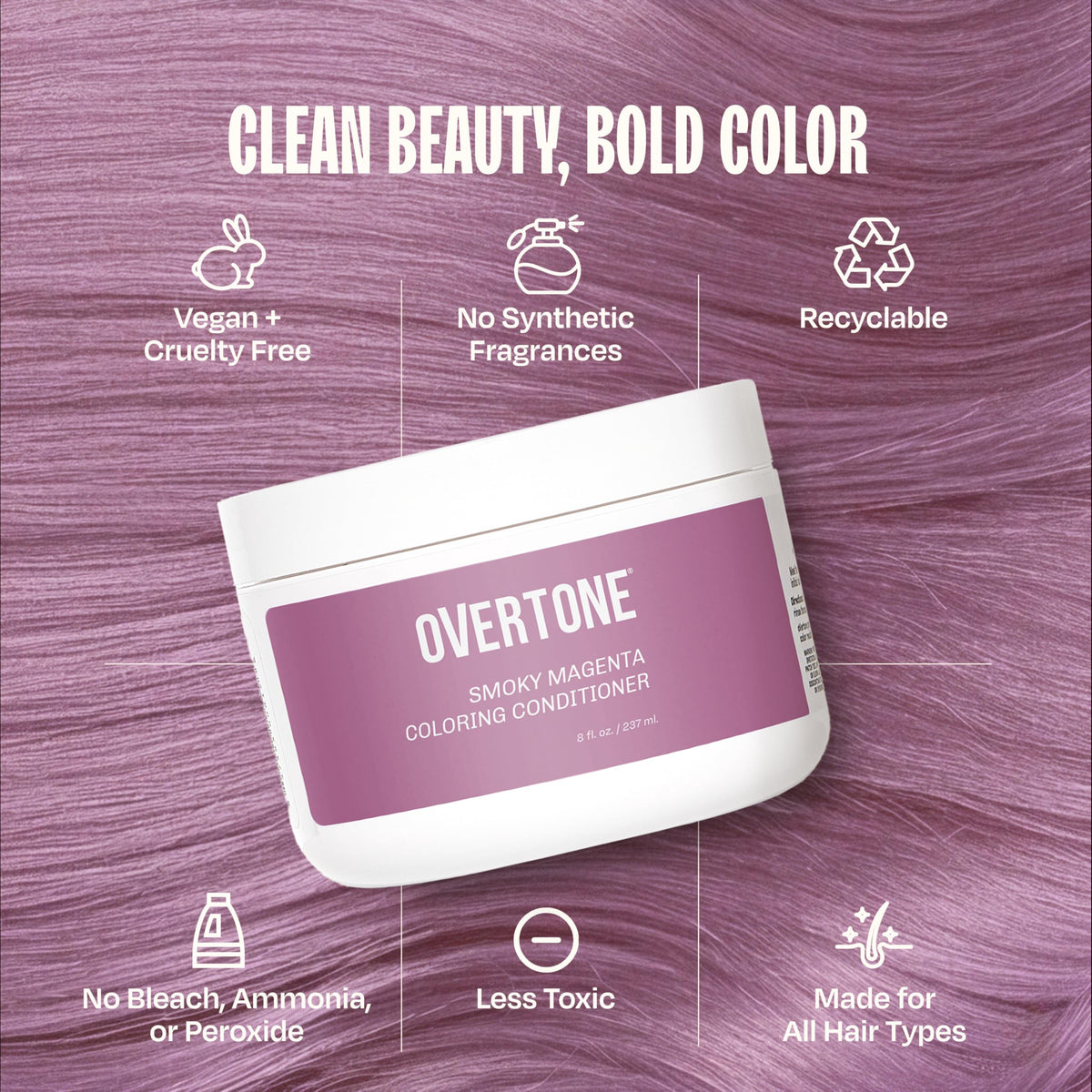 Overtone Smoky Magenta color swatch demonstrates vibrant tint