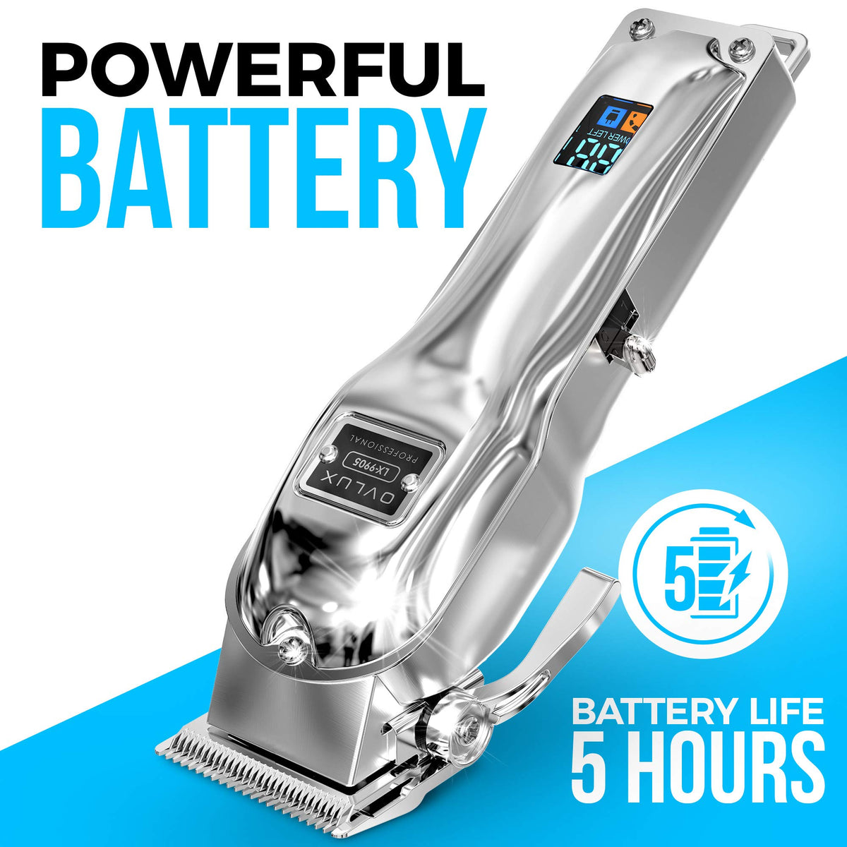 OVLUX clippers shown with a 6-foot cord for plugged-in precision