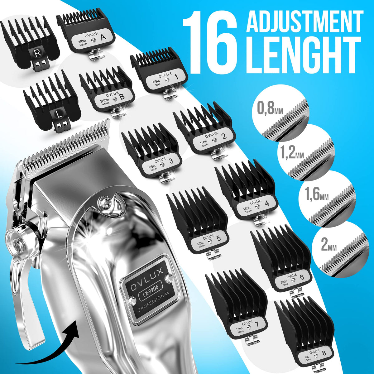 OVLUX cordless clippers with extended battery life for long grooming sessions