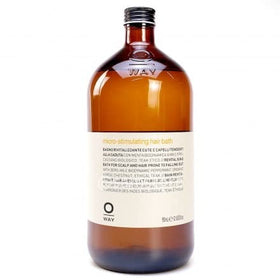 OWAY Micro-Stimulating Hair Bath bottle pour promotes scalp revitalization and hair vitality.