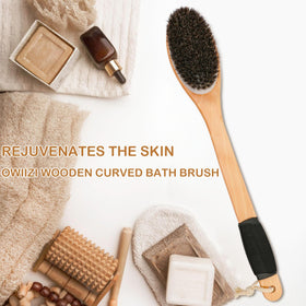 OWIIZI back-scrubbing brush reaches hard-to-reach areas during a refreshing shower