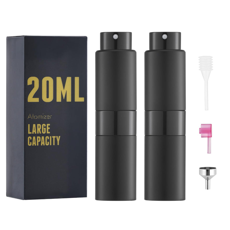 Owlyee 20ml travel bottle with black cap for leak-free portability.