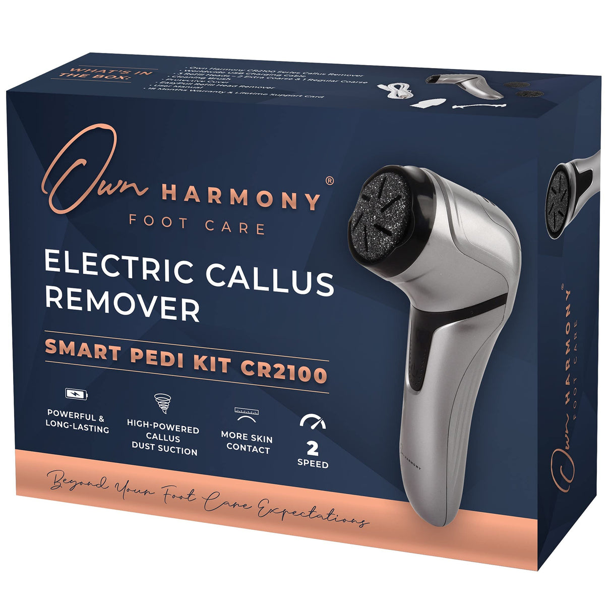 Own Harmony electric foot callus remover with vacuum for clean, efficient pedicure at home.
