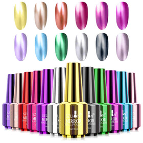 Ownest 12 Colors Mirror Nail Polish Set front view, glossy metallic shades for glam nails.
