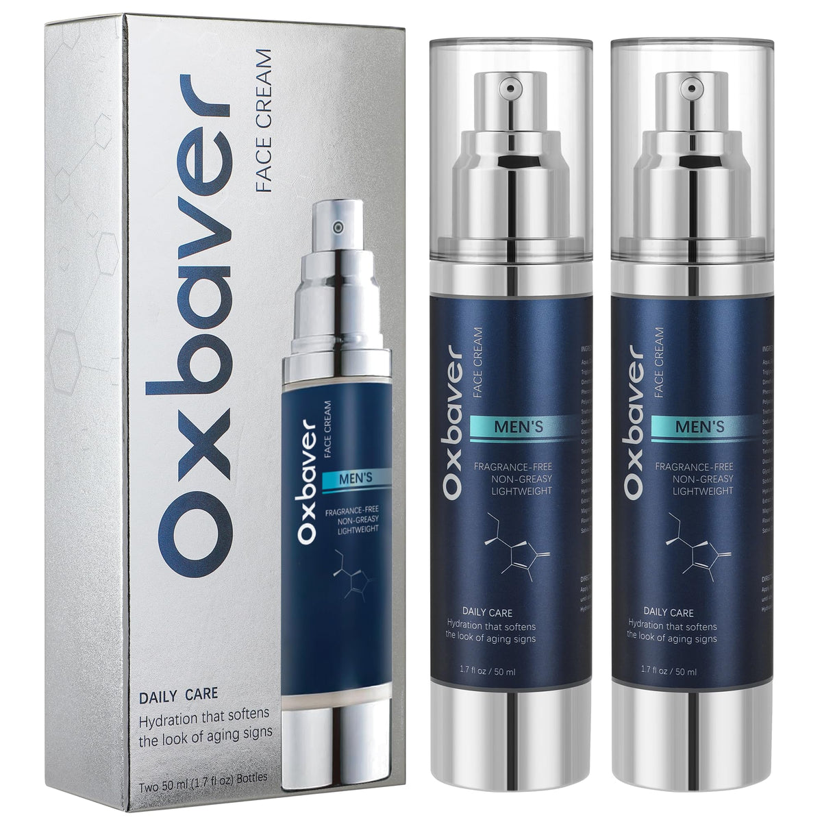 Oxbraver Face Cream 6-in-1 bottle close-up showing all-in-one hydration and care