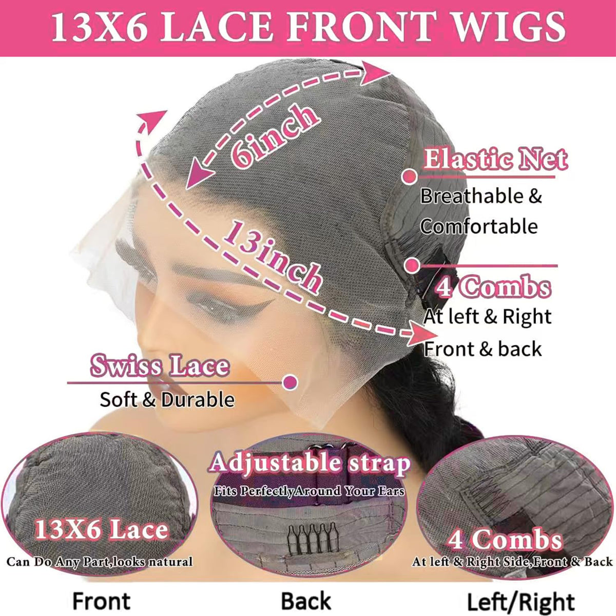 Oxcart 200% density body wave wig for fuller styling options