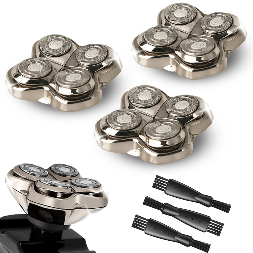 OXSITO Pro4 replacement head with four floating blades for quick, close shaves.