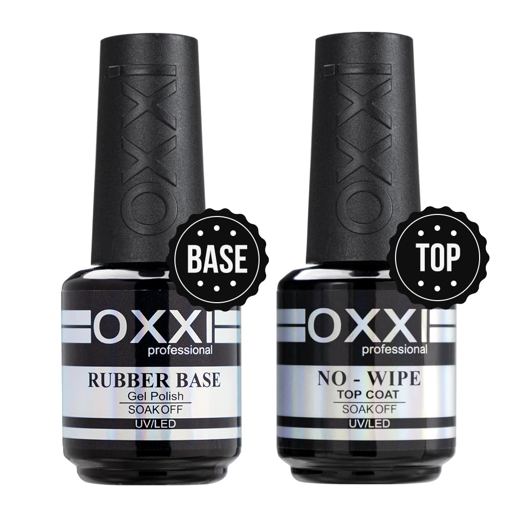 OXXI Professional rubber base gel 2x15ml applies smoothly for flexible, long-lasting nails.