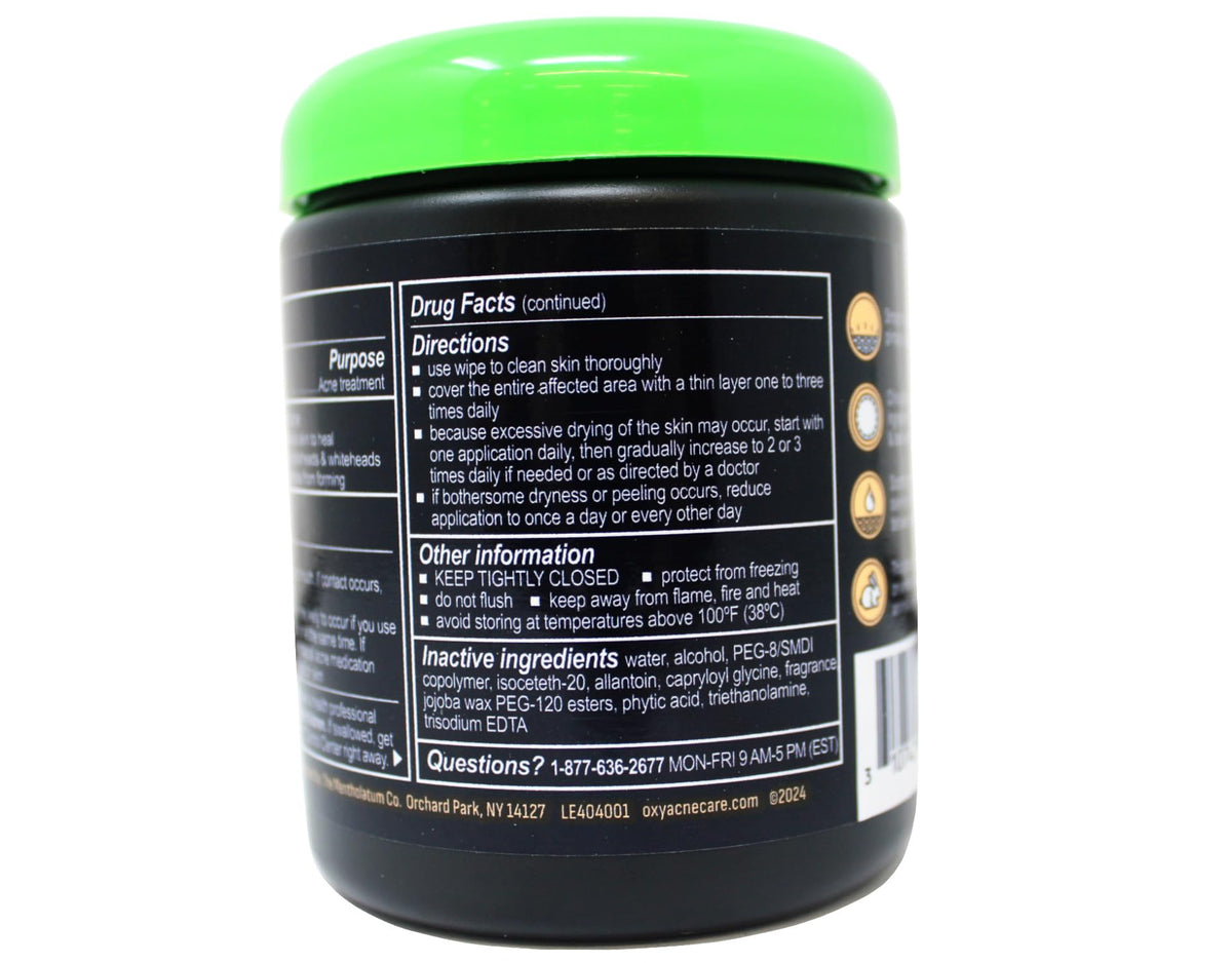 Oxy Acne Care pads skin-care use demo illustrating cleansing and oil control.
