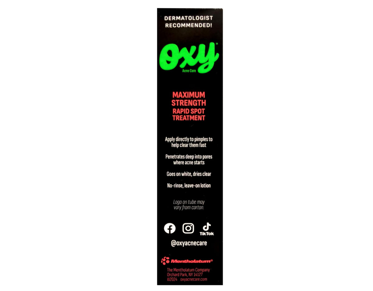 Applying Oxy Rapid Spot Treatment to the blemish with a precise dab.