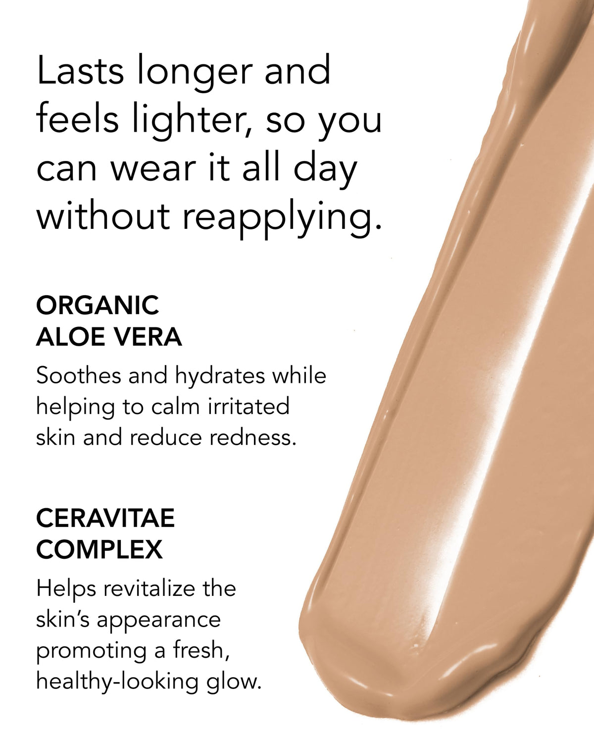 Oxygenetix long-wearing natural finish foundation on the skin.