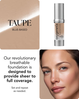 Oxygenetix Oxygenating Foundation Taupe swatch color match for natural look