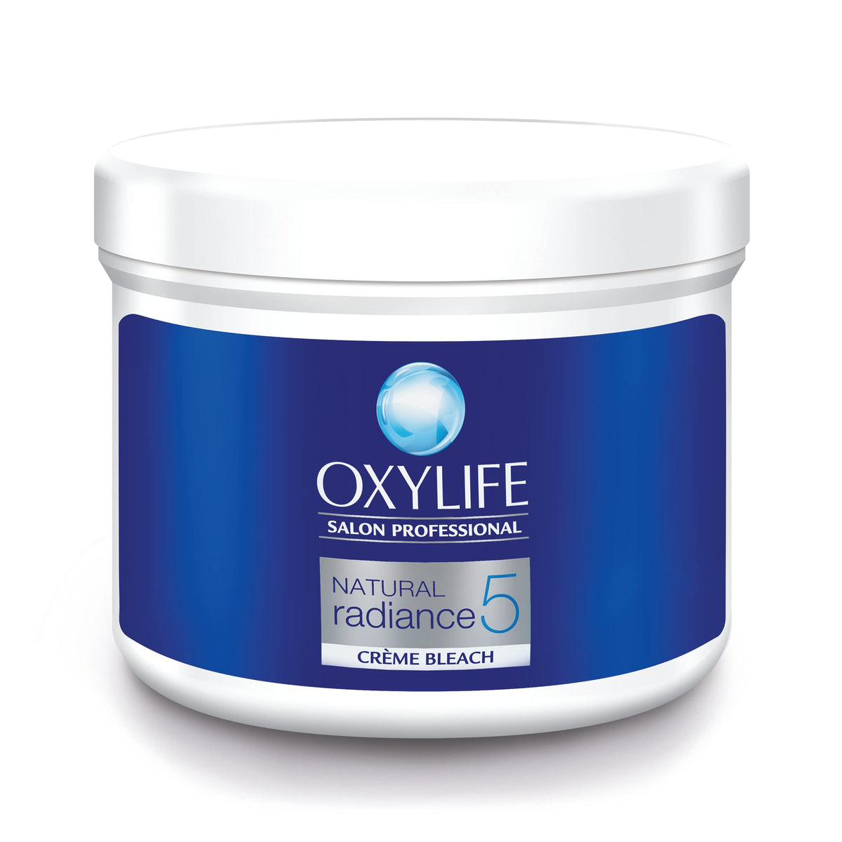 OxyLife Natural Radiance 5 Creme Bleach application close-up reveals smooth cream texture for gentle use.