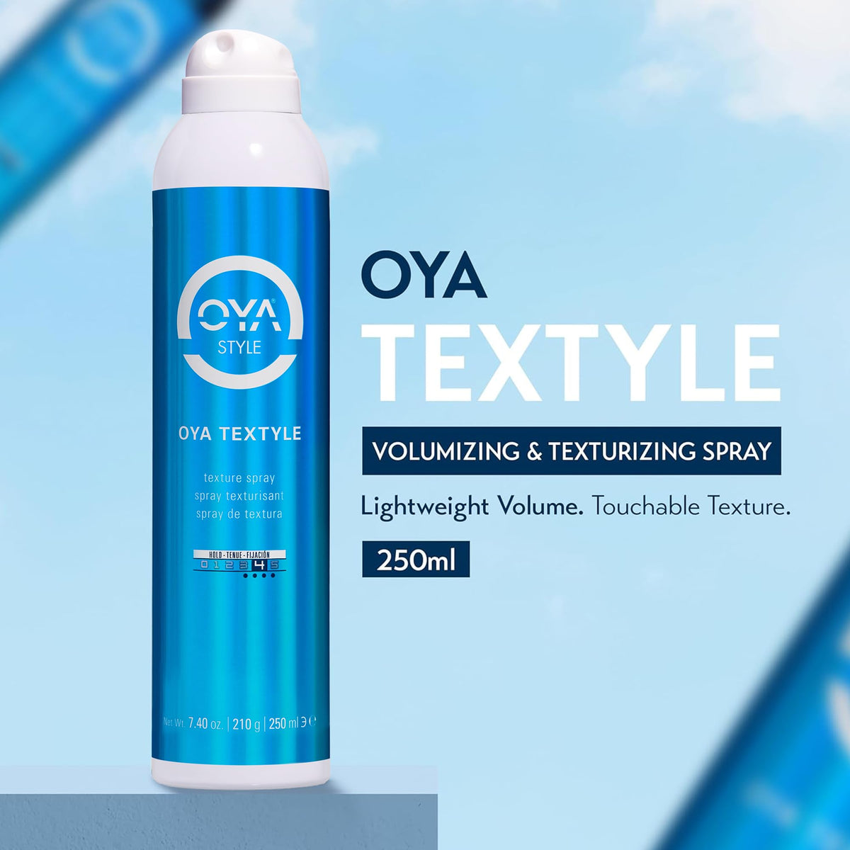OYA Textyle hairspray offers extra hold for lasting styles without heaviness.