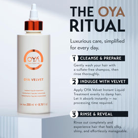 OYA Velvet Instant Hair Conditioner supports lightweight moisture for dry hair.